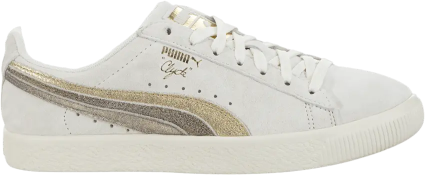  Puma Clyde Metal Leather Whisper White Gold Bronze (Women&#039;s)