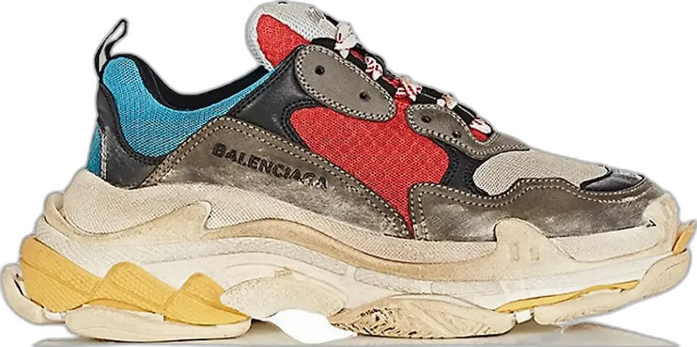  Balenciaga Triple S Grey Red Blue (Women&#039;s)