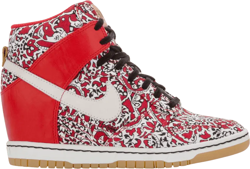  Nike Liberty of London x Wmns Dunk Sky High QS &#039;Sport Red&#039;