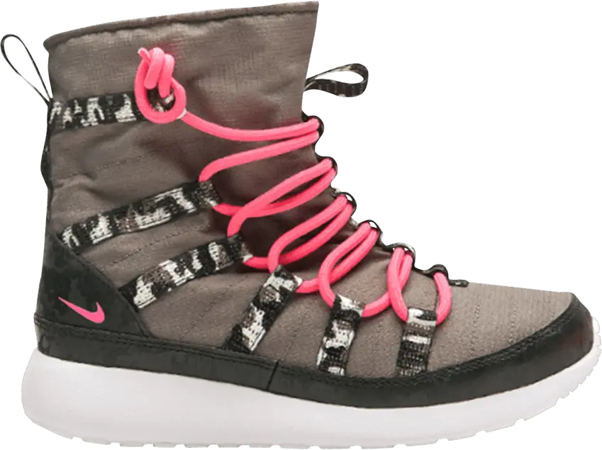  Nike Roshe Run High SneakerBoot GS &#039;Iron Green Pink&#039;