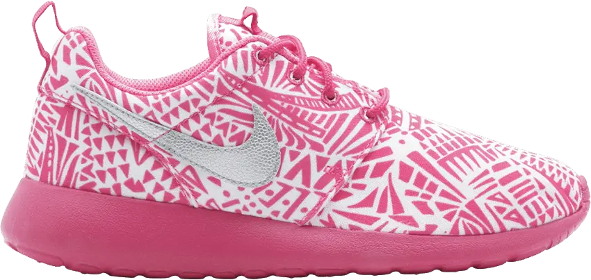  Nike Rosherun Print GS &#039;White Silver Pink&#039;