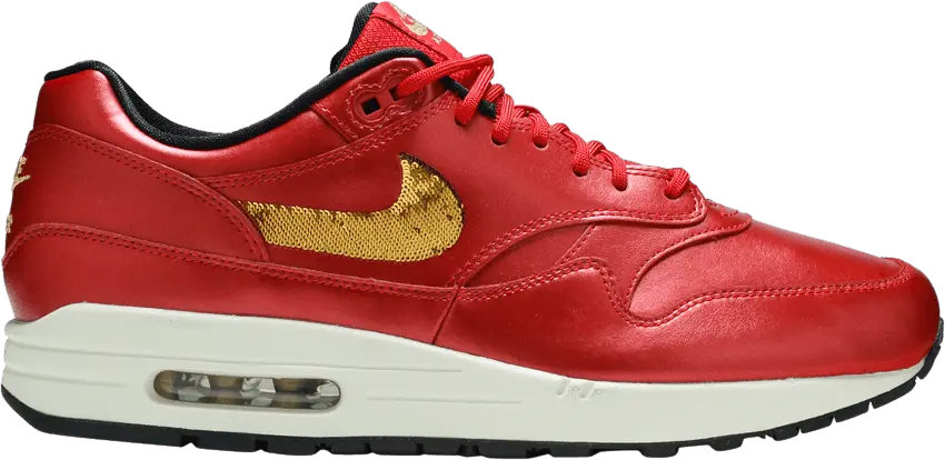  Nike Air Max 1 Red Gold Sequin (Women&#039;s)