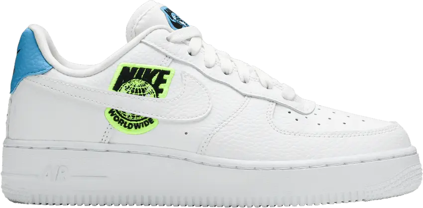  Nike Air Force 1 Low &#039;07 Worldwide Pack White Blue Volt (Women&#039;s)