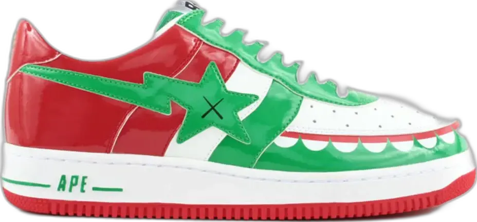  A Bathing Ape Bape Sta Low KAWS Chompers Red Green