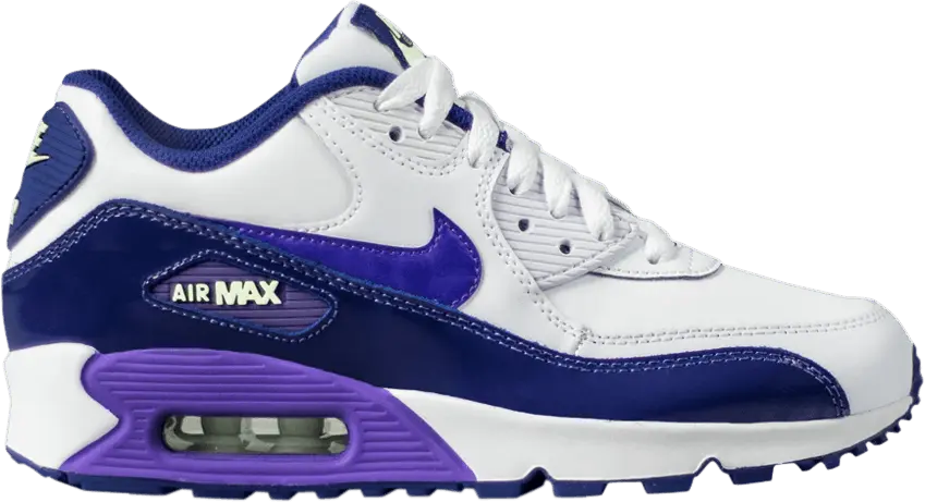  Nike Air Max 90 Leather GS &#039;White Hyper Grape&#039;