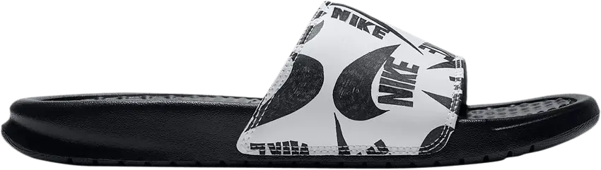  Nike Wmns Benassi JDI Floral Slide &#039;Swoosh Logo Print - Black&#039;