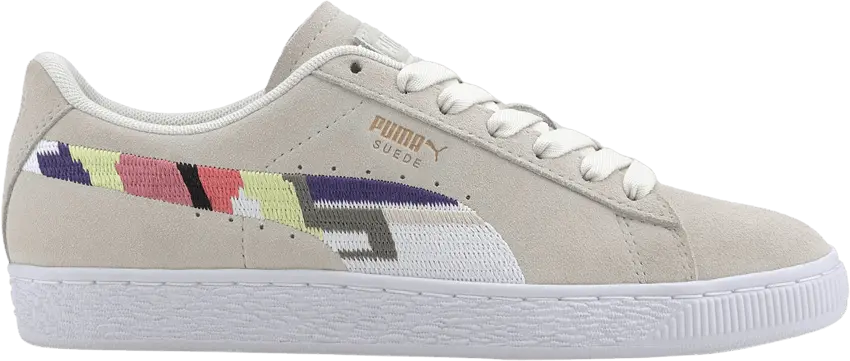  Puma Wmns Suede World Hood &#039;Geometric Print - Vaporous Gray&#039;