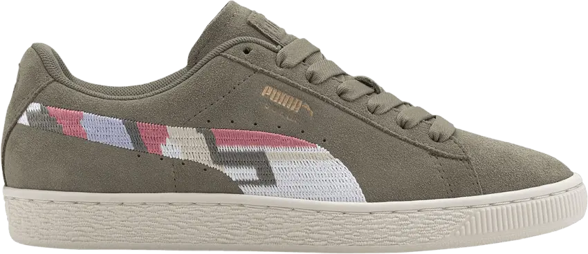  Puma Wmns Suede World Hood &#039;Geometric Print - Deep Lichen Green&#039;