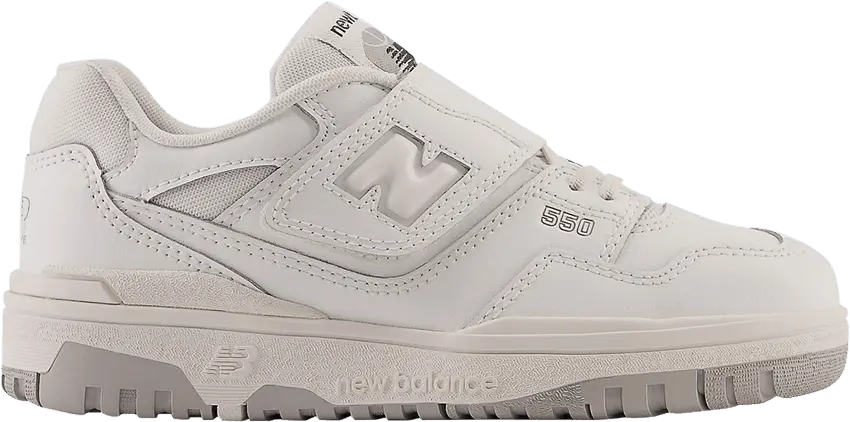  New Balance 550 Bungee Lace Top Strap Little Kid &#039;White Grey&#039;