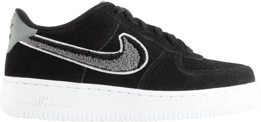  Nike Air Force 1 Low LV8 Chenille Swoosh Black (GS)