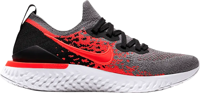  Nike Epic React Flyknit 2 Cool Grey Bright Crimson (GS)