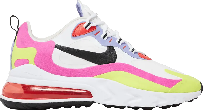  Nike Air Max 270 React White Pink Yellow (Women&#039;s)