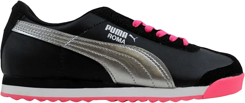  Puma Roma Flower Jr &#039;Black Silver Pink&#039;