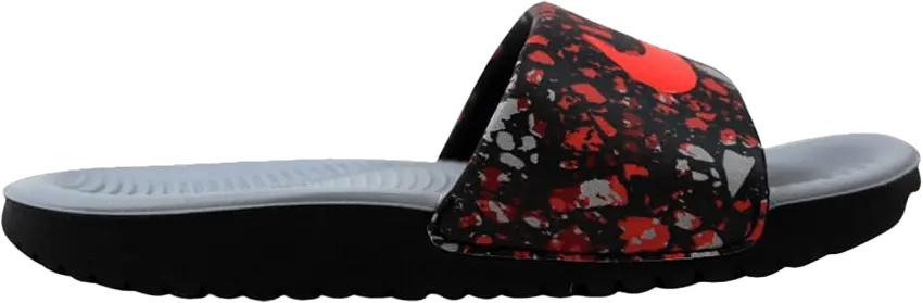  Nike Kawa Slide Print GS &#039;Black Bright Crimson&#039;
