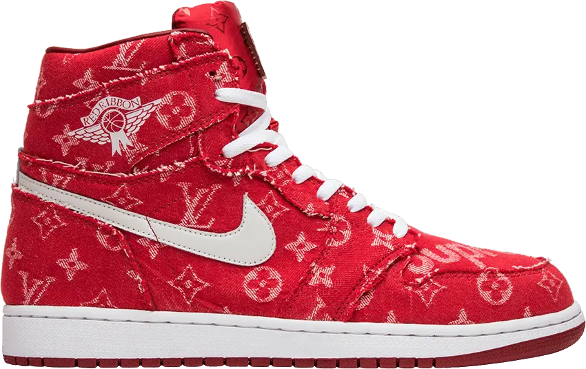  Red Ribbon Recon x Air Jordan 1 Retro High &#039;Supreme &amp; Louis Vuitton&#039; Custom