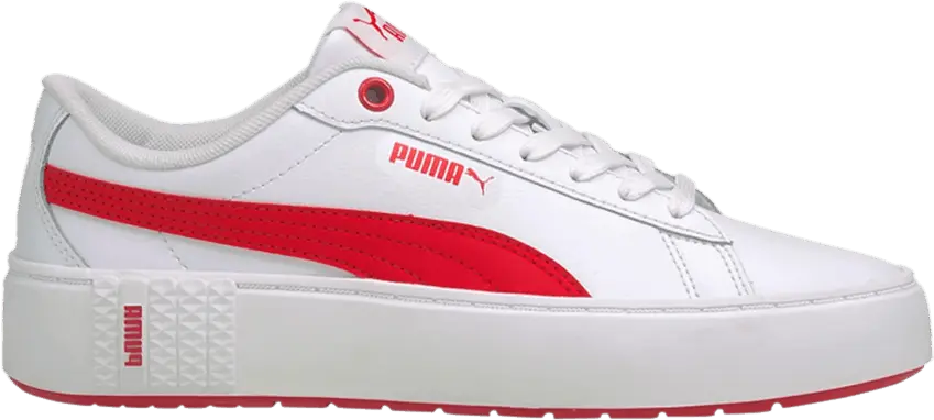  Puma Wmns Smash Platform V2 &#039;White Poppy Red&#039;