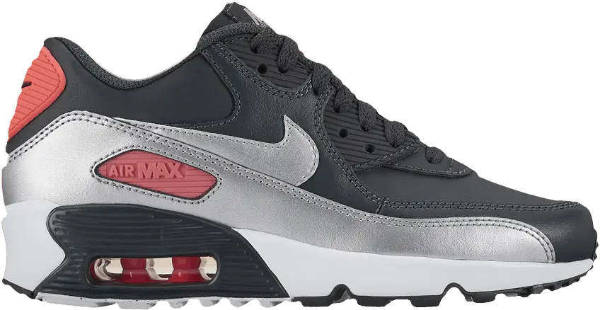  Nike Air Max 90 Leather GS &#039;Anthracite Metallic Silver&#039;