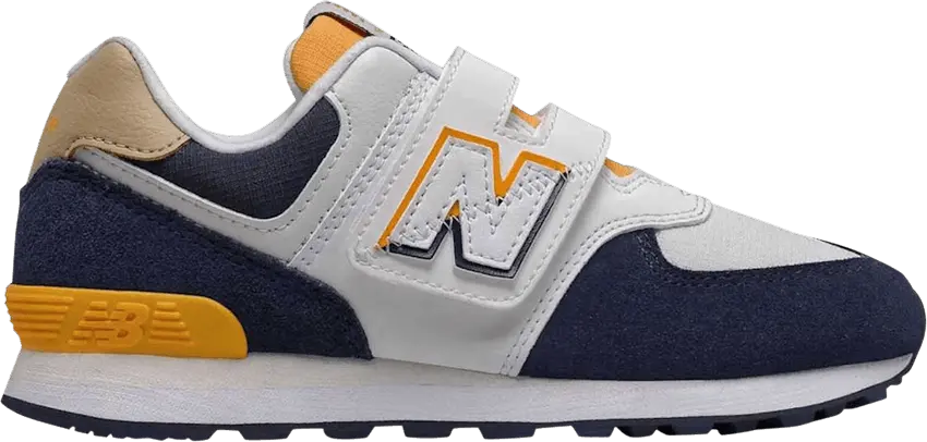  New Balance 574 Kids Wide &#039;White Navy Yellow&#039;