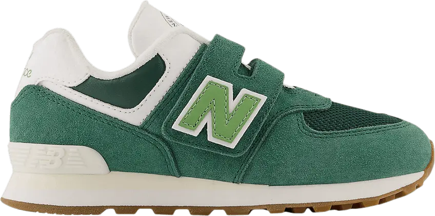  New Balance 574 Hook &amp; Loop Little Kid Wide &#039;NB Athletics - Nightwatch Green&#039;