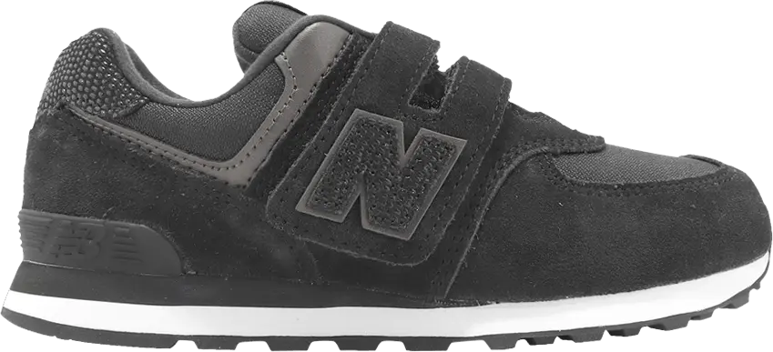  New Balance 574 Hook &amp; Loop Little Kid Wide &#039;Black Grey&#039;