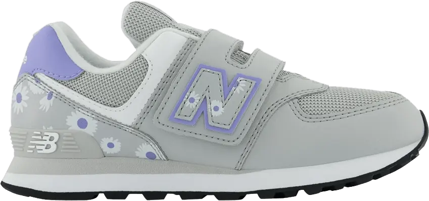  New Balance 574 Hook &amp; Loop Little Kid Wide &#039;Summer Fog Violet Florals&#039;