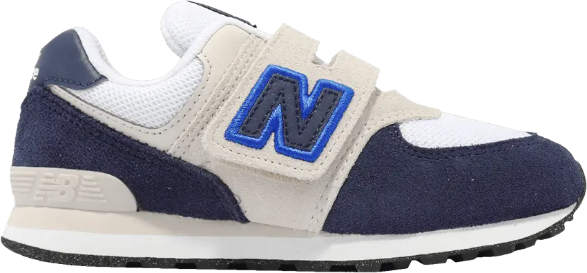  New Balance 574 Little Kid Wide &#039;White Navy&#039;