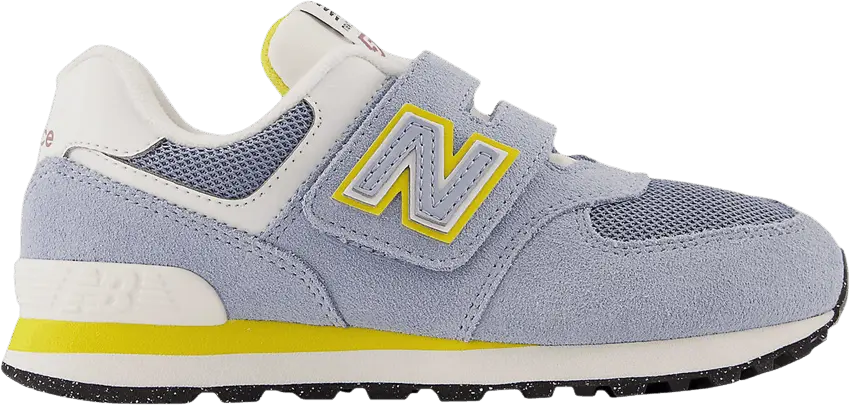  New Balance 574 Hook &amp; Loop Little Kid Wide &#039;Light Arctic Grey Yellow&#039;