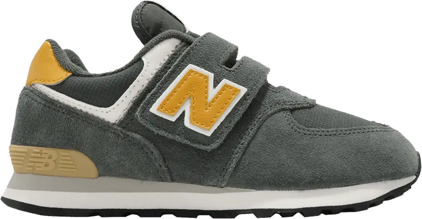  New Balance 574 Little Kid Wide &#039;Black Spruce Team Gold&#039;