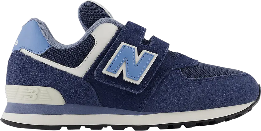  New Balance 574 Hook &amp; Loop Little Kid Wide &#039;Navy Heritage Blue&#039;