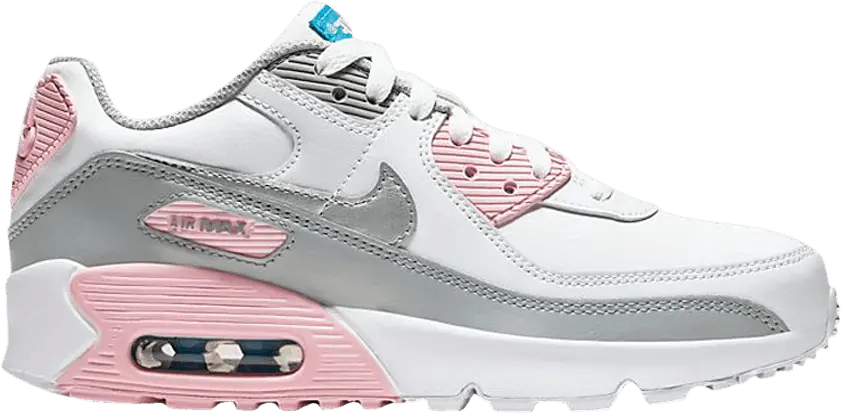  Nike Air Max 90 Leather Metallic Silver Pink (GS)