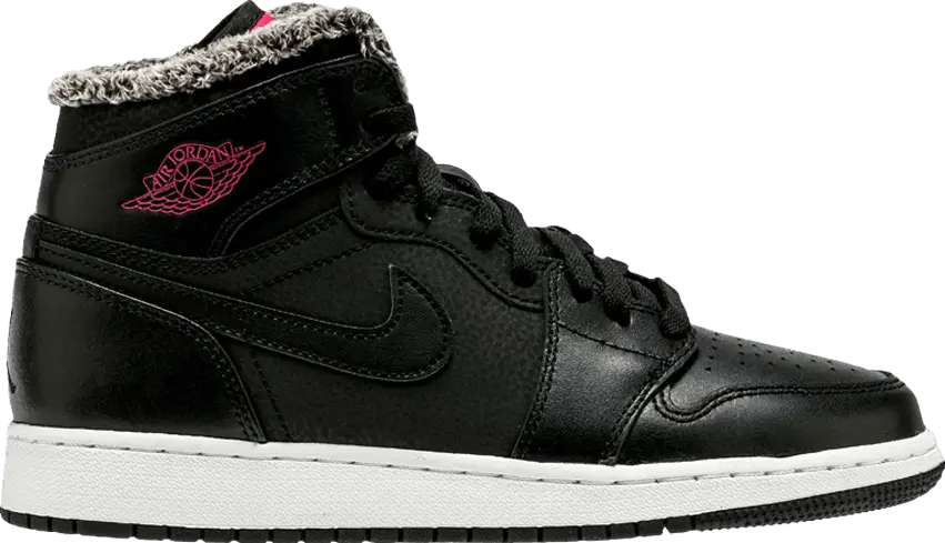  Jordan 1 Retro High Fleece Black Pink (GS)