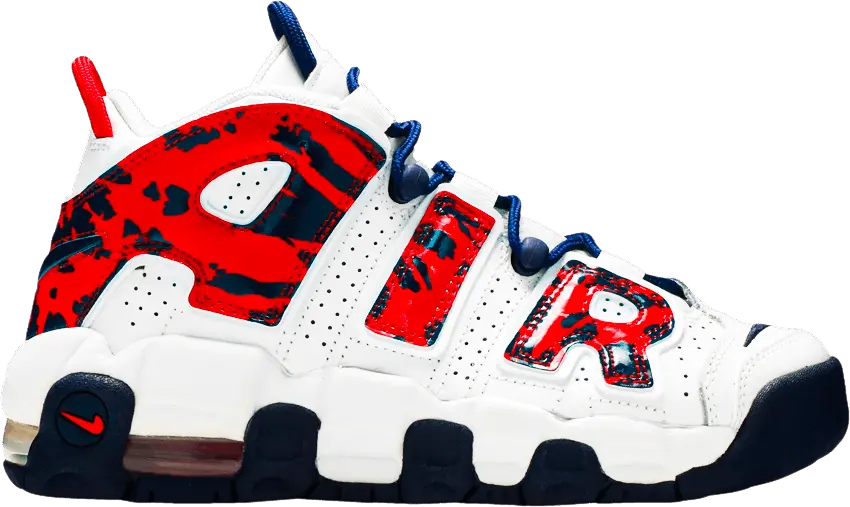  Nike Air More Uptempo White Blue Red Camo (GS)