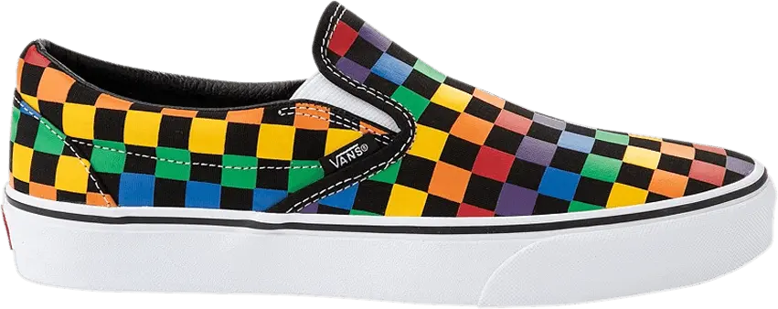  Vans Classic Slip-On &#039;Rainbow Checkerboard - Black&#039;