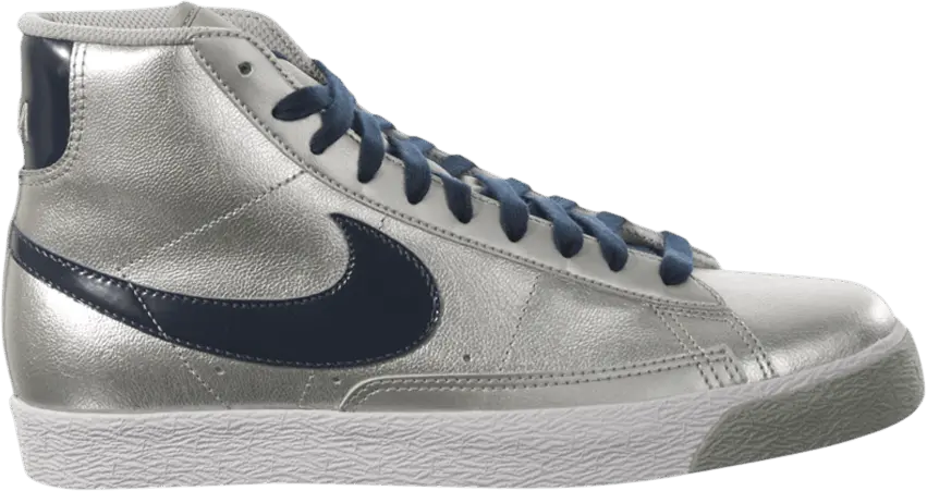  Nike Blazer Mid GS &#039;Metallic Silver Navy&#039;