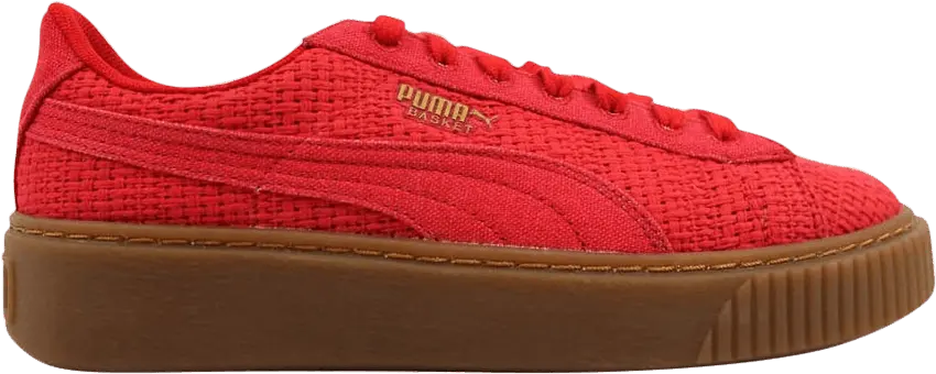  Puma Basket Platform Woven High Risk Red/Gold (Women&#039;s)