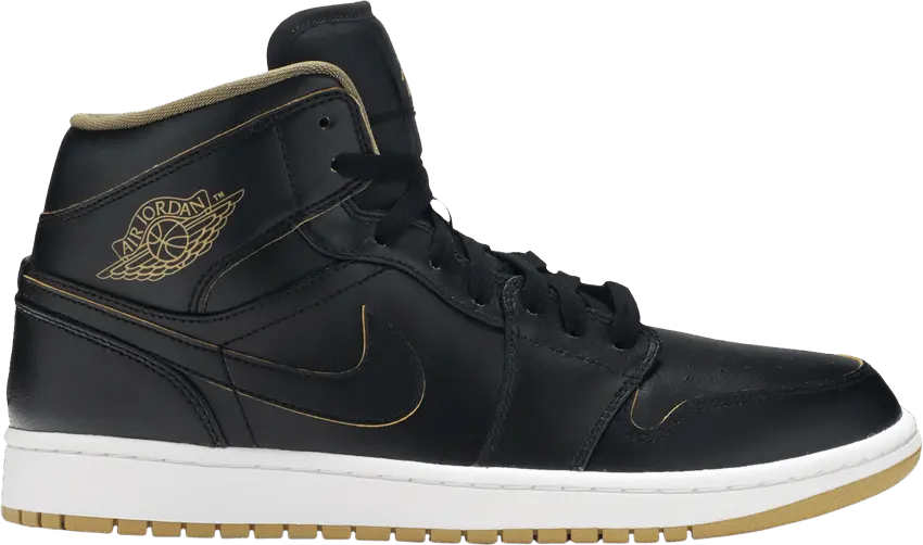  Jordan 1 Retro Mid Black Metallic Gold