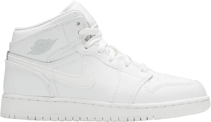  Air Jordan 1 Retro Mid GS &#039;Triple White&#039;