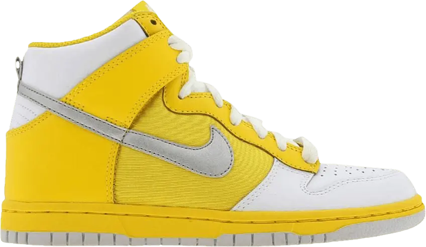  Nike Wmns Dunk High &#039;Tour Yellow Metallic Silver&#039;