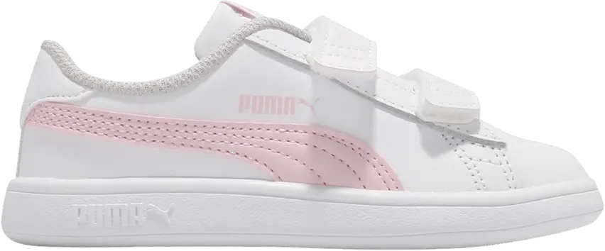  Puma Smash v2 Leather Velcro Infant &#039;White Pink Lady&#039;