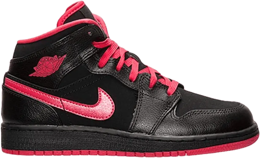  Air Jordan 1 Mid GS &#039;Black Fusion Red&#039;