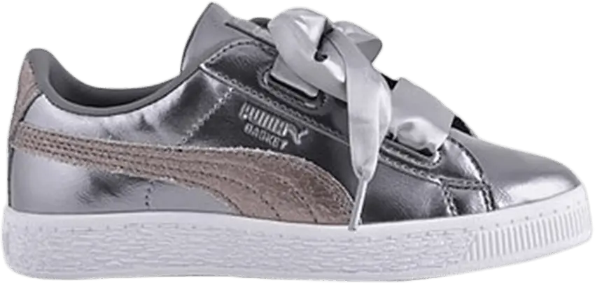  Puma Basket Heart Lunar Lux Little Kids &#039;Smoked Pearl&#039;