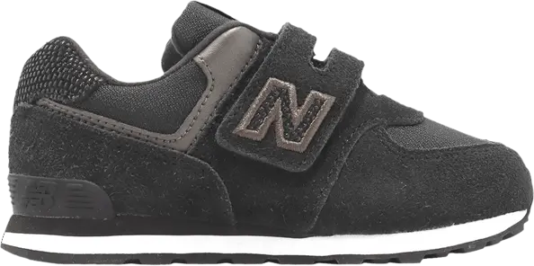  New Balance 574 Hook &amp; Loop Toddler Wide &#039;Black Grey&#039;