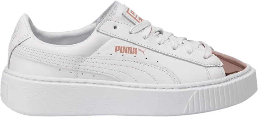  Puma Wmns Basket Platform Metallic &#039;White Rose Gold&#039;