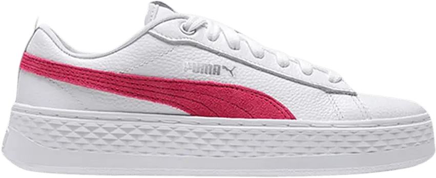  Puma Wmns Smash Platform Leather &#039;White Bright Rose&#039;