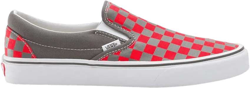  Vans Classic Slip-On &#039;Checkerboard - Charcoal Fiery Red&#039;