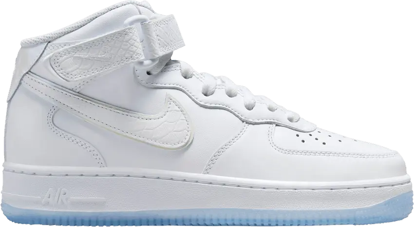  Nike Air Force 1 Mid White Snakeskin Ice (Women&#039;s)