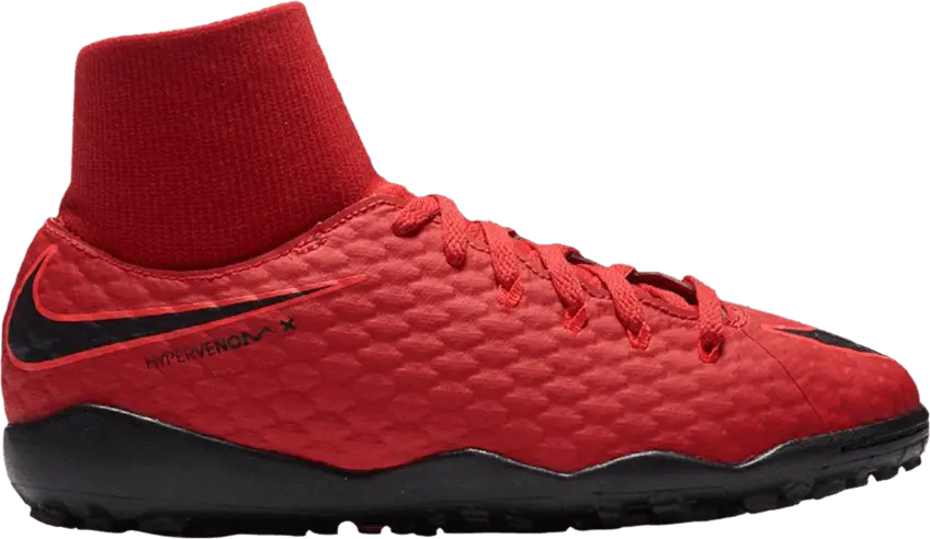  Nike Jr HypervenomX Phelon 3 DF TF GS &#039;University Red&#039;