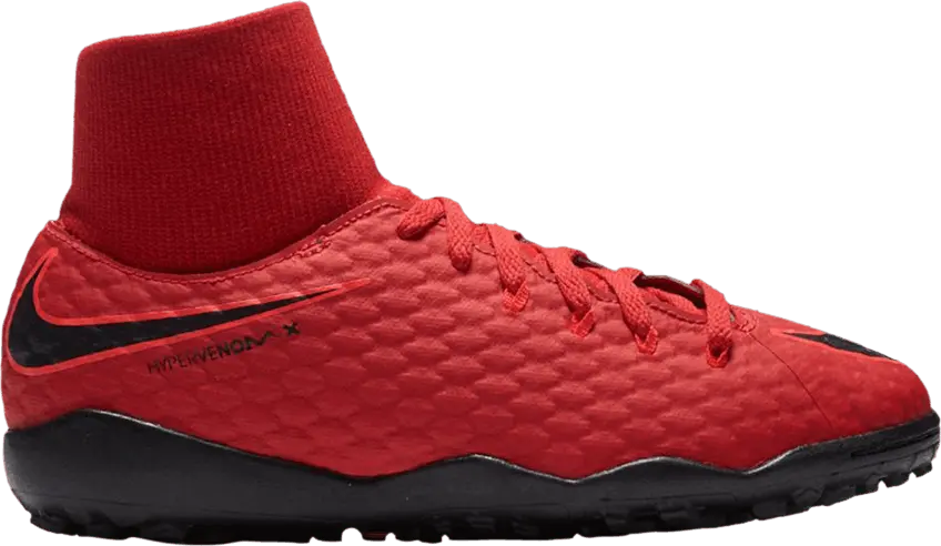 Nike Jr HypervenomX Phelon 3 DF TF GS &#039;University Red&#039;