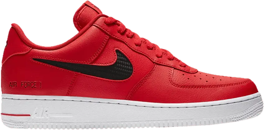  Nike Air Force 1 Low Cut Out Swoosh Red Black