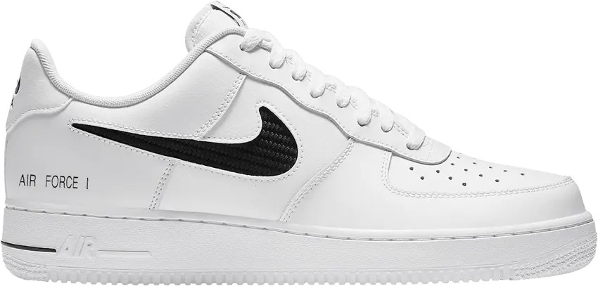  Nike Air Force 1 Low Cut Out Swoosh White Black